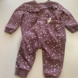 Chic Purple Sweats Set with White Accents